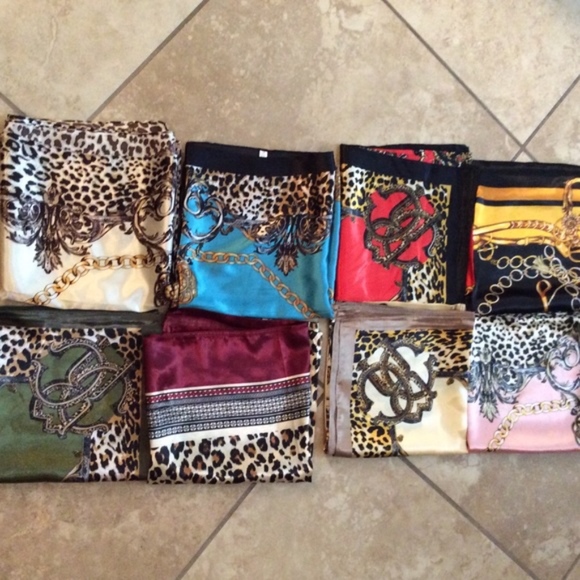 🌺ANIMAL PRINT LEOPARD SCARF SHAWL WRAP SILK SATIN - Picture 5 of 7